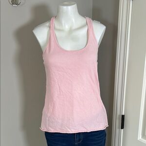 Frank and Eileen Tee Lab Layer Tank Pink Racerback Raw Hem Sz S